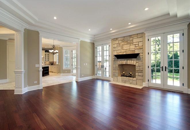 gleaming polished hardwood flooring in a spacious room